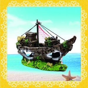 水槽海賊船廃墟オブジェ魚　隠れ家飾り　アクアリウム置物模型