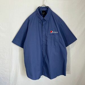 aramark 半袖ワークシャツ ボタンダウン 古着Lサイズ　PEPSI ヴィンテージ 企業ロゴ
