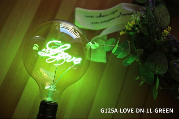 【1,000円値下げ】LOVEデザインLED電球(置きタイプ) グリーン E26
