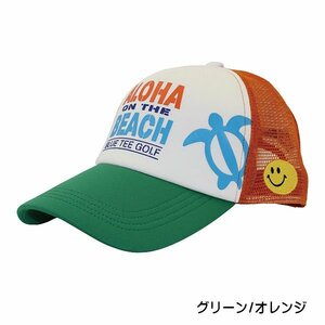 ★2送料無料 オークション♪ブルーティーゴルフ 【グリーン/オレンジ】ALOHA ON THE BEACHメッシュキャップ【CP-006】BLUE TEE GOLF