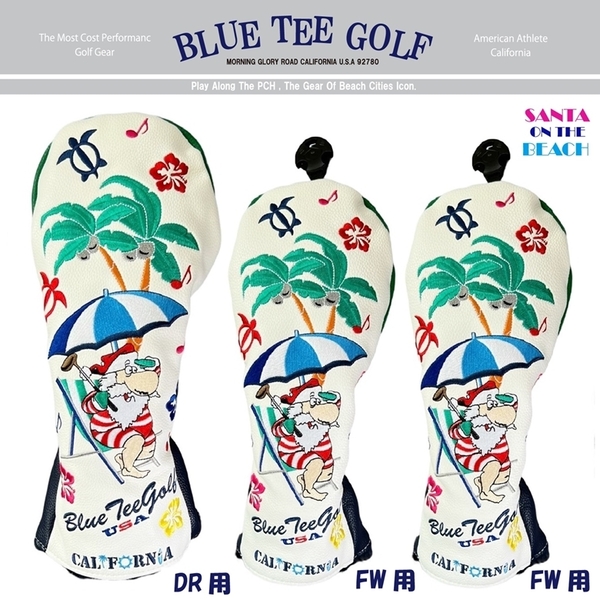 □ 送料無料 3PB-ブルーティーゴルフ【サンタ オン ザビーチ SANTA ON THE BEACH】3本セット販売(B)ヘッドカバー BLUE TEE GOLF SHC-001