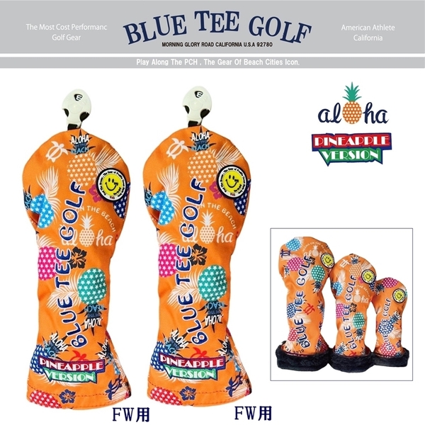 □送料無料 2本セット:FW-OR ブルーティーゴルフ 【ポップン パイン:オレンジ】フェアウェイ用ヘッドカバー BLUE TEE GOLF PHC-03