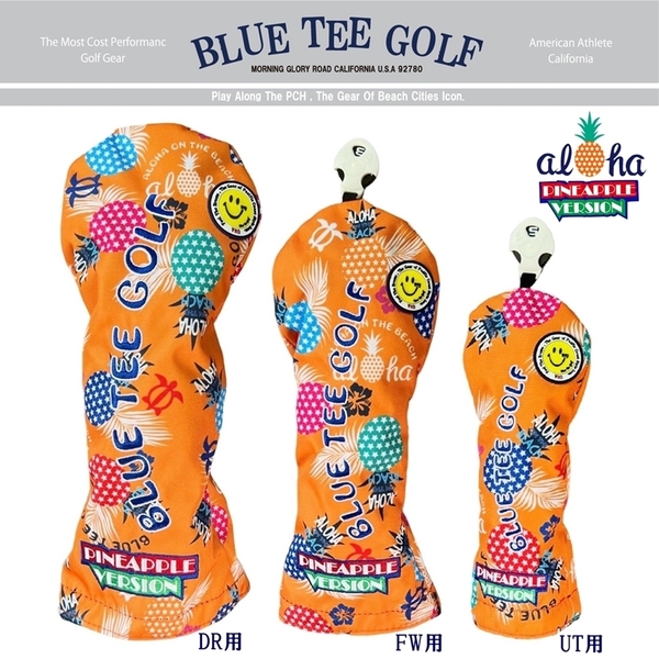 □送料無料 3PA-OR ブルーティーゴルフ 【ポップン パイン：オレンジ】3本セット販売(A)ヘッドカバー BLUE TEE GOLF PHC-03