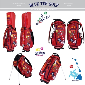 ◎1:送料無料♪ブルーティーゴルフ【レッド：HI HAWAII （ハイハワイ）】エナメル スタンドバッグ CB-021 BLUE TEE GOLF