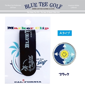 ■③15【Aタイプ：ブラック】ブルーティーゴルフ【シリコンマグネット クリップ +ボールマーカー】クリップマーカーBLUE TEE GOLF MC-001