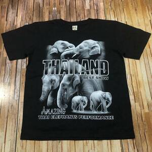 新品・即決・クリックポスト発送・タイで購入した象の家族のＴシャツ・黒・Ｍ