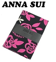 【ANNA SUI】(NO.6291) アナスイ 手ぬぐい　手拭い　ブラック×ピンク　日本製　未使用_画像1