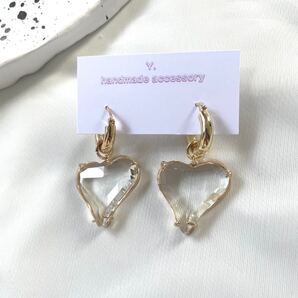 【うるキラハートピアス】ゴールドフープピアス Y.handmade