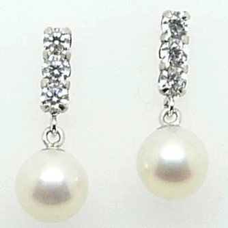k14/14金/ホワイトゴールド/キュービック/淡水パール/揺れるピアス
