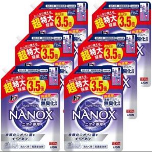 トップ スーパーナノックス ニオイ専用 抗菌 高濃度 洗濯液体洗剤 つめかえ用 1230g×6袋