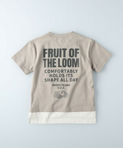 タグ付き新品！FRUIT OF THE LOOMおしゃれなバックプリントレイヤードTシャツ　グレージュ105_画像1