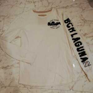  Hollister Hollister Logo выше like& вышивка мужской L размер футболка с длинным рукавом белый белый long T