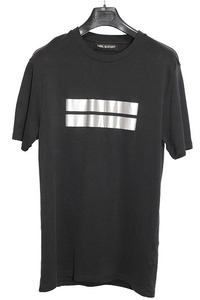 Neil Barrett ニールバレット SLIM FIT メンズ シルバーライン 半袖 Tシャツ ブラック コットン Lサイズ BJT412S G524 カットソー