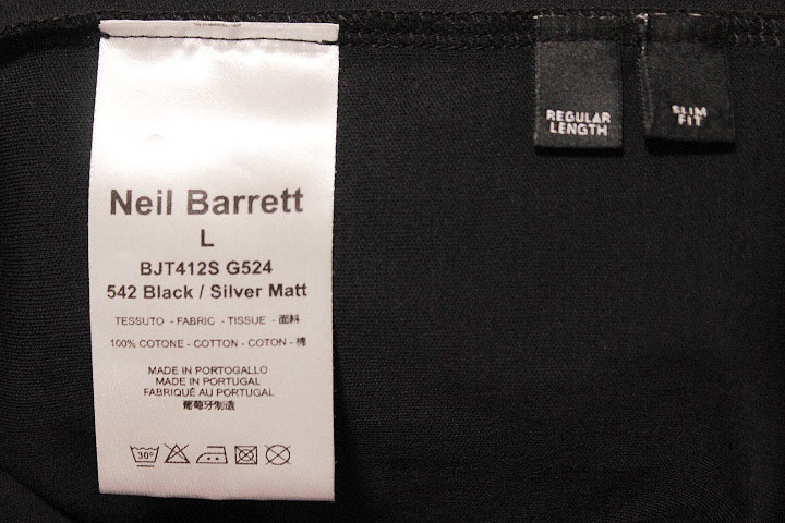 Neil Barrett ニールバレット SLIM FIT メンズ シルバーライン 半袖 Tシャツ ブラック コットン Lサイズ BJT412S G524 カットソー Neil Barrett ニールバレット SLIM FIT メンズ シルバーライン 半袖 Tシャツ ブラック コットン Lサイズ BJT412S G524 カットソー
