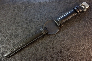 ◆台座付Dバックルビンテージベルト◆国産本牛革カーフ 台座,尾錠選択可 16mm 強撥水 BLACK 黒 腕時計ベルト Vintage Deadstock SEIKO等に