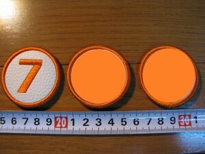 ◇新品 白地オレンジ刺繍 5.1Cm (7) マジックテープ式(メス) PVC高級合成皮革素材番手タグ 送料￥84～