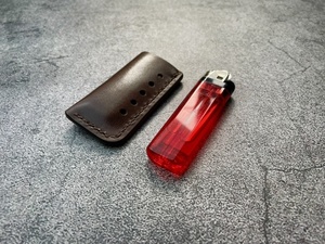 [ hand .] disposable lighter for chocolate color original leather case ( burnt tea flax thread )