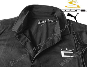 ■新品【PUMA Cobra Golf】プーマ製コブラゴルフ左胸刺繍ロゴ 快適ストレッチポロ■BK/L