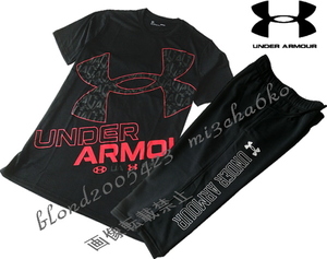 ■新品【UNDER ARMOUR】アンダーアーマークロップズ3/4仕様 BIGロゴ水分コントロールDRY上下■BK/L