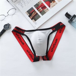 1円 !Oバックショーツ Vバック Tバック タンガ パンツ パンティー オープンバック ジョックストラップ グレー C0049　LL