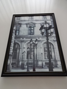 アートフレーム§写真ポスター付A4額(選択可)§街並み・街灯・パリ・フランス・風景・やや白黒
