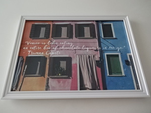 アートフレーム§写真ポスター付A4額(選択可)§ベネチア・ヴェネツィア・街・家並み・カラフル・イタリア・風景・ベニス