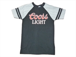 70～80’ｓ ビンテージ Tシャツ クアーズライト Coors LIGHT 黒×グレー M 50％コットン 50％ポリエステル USA製 ARTEX製 美品