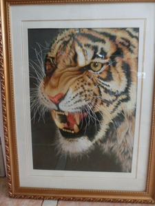 * tiger . silk embroidery picture *
