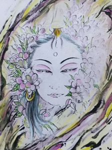 Art hand Auction Kannon Sakura, Painting, Japanese painting, person, Bodhisattva