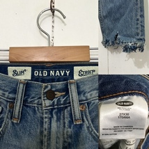 ☆OLD NAVY SLIM ETROIT W27 デニムパンチ ジーンズ カットオフ ダメージ加工 スリム オールドネイビー_画像3