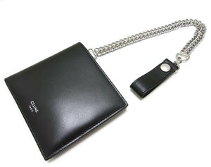  free shipping * new goods *CELINE Celine *BI FORDbai folding chain attaching leather wallet *2. folding purse * black 