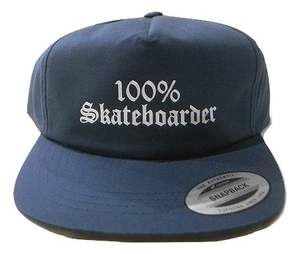 JB即決 100%SKATEBOARDER　ロゴ SNAPBACK スナップバックキャップ CAP NAVY 紺 ネイビー　新品 DRIVEN JASON JESSEE JAY ADAMS ジェイ ア