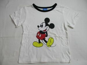 BE388【Disney・ミッキィーマウス】ロゴプリント　半袖　Ｔシャツ　男女児　白　120