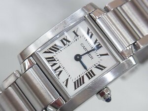 カルティエ Cartier クォーツ時計 タンクフランセーズ レディース スクエア 白文字盤 SS 箱あり 良品