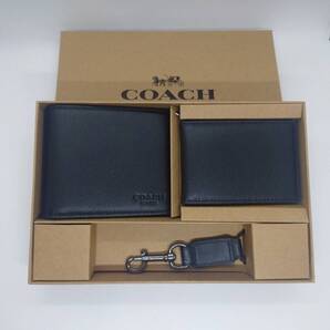 COACH 二つ折り財布 F74991 レザー 二つ折り財布 アウトレット品 キーホルダー付き