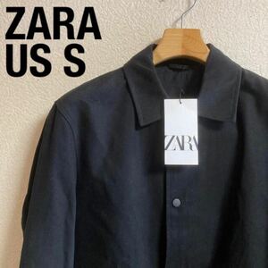 新品未使用 ZARA US S(JP M)コットンジャケット 黒・ブラック