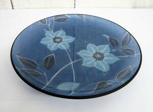 硝子工芸 工芸美術 ガラス工芸 「鉄仙文 ガラス皿 GLASS WARE」骨董 古物 クレマチス Clematis ぎやまん 取皿 大皿 菓子皿