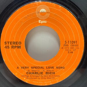 良好!! USオリジ CHARLIE RICH A Very Special Love Song / I Can't Even Drink It Away ('74 Epic) チャーリー・リッチ 7インチ 45RPM