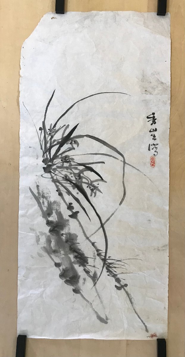 HH-4344 ■包邮■ 手绘, 签, 书法, 滚动, 书法, 绘画, 水墨画, 艺术, 幛, 旧书, 古代文献, 83×38厘米/库拉, 艺术品, 书, 其他的