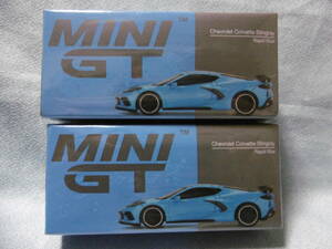 未開封新品 MINI GT 251 Chevrolet Corvette Stingray Rapid Blue 左右ハンドル 2台組