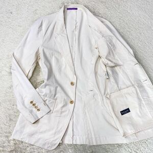 ポールスミスコレクション【お洒落な一着】Paul Smith テーラードジャケット　デザイナーズ　切りっぱなし　コットン　ホワイト　白 刺繍 M