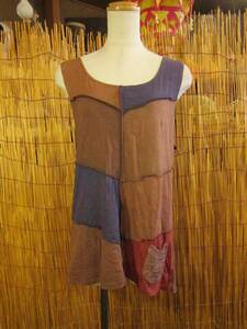 ⑦ new goods * man and woman use * Stone woshu* cotton material * patchwork * tank top 