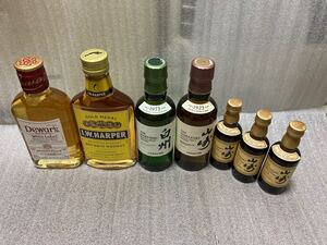 【未開封】ミニチュアボトル山崎12年50ml、ベビーボトル山崎・白州・IWハーパー・デュワーズ 180mlと200ml、7本セット