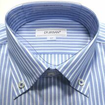 新品 ダーバン D'URBAN 夏 形態安定 ボタンダウン 半袖 ドレスシャツ 37 S 水 白 ストライプ 34番色 メンズ 紳士用 ビジネス スーツに_画像2
