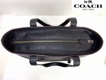 極美品★送料無料★ コーチ メンズ COACH メトロポリタン ペブル レザー トートバッグ ビジネストート ブラック 肩掛け可能_画像5