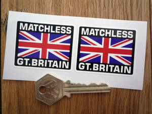 海外　MATCHLESS Great Britain マチレス イギリス 国旗 50/40mm 2枚セット 車 バイク ステッカー