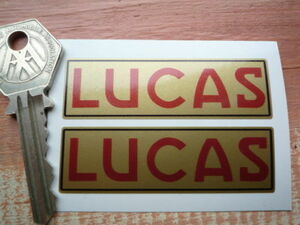 海外　限定品　送料込み　LUCAS Gold & Red 65mm×20mm 2枚セット 車 ステッカー