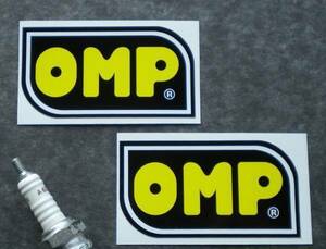 海外　送料無料　OMP ステッカー シール 75 mm x 40 mm 2枚セット