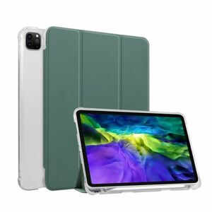 iPad ケース マグネット クリアケース カバー Appleペンシル収納 手帳型 レザー 耐衝撃 スタンド グリーン iPa
