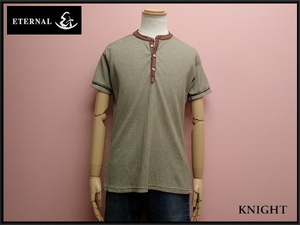 ETERNAL leather using Henley neckline T-shirt *L* Eternal / cut and sewn /22*8*4-1